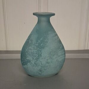 Blue Frosted Glass Vase